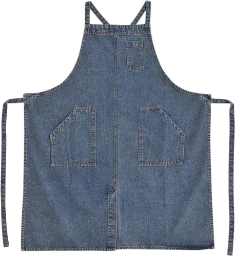 Miniatura 14 de Delantal Tobyan de Mezclilla de Algodón Suave - Delantal Unisex Ajustable con Babero de 5 Bolsillos Perfecto para Cocinas ZD-azul