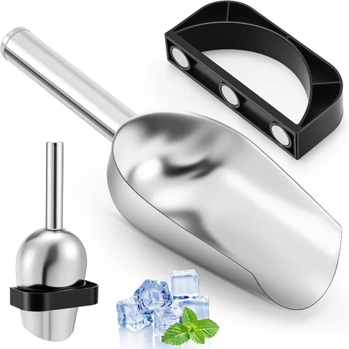 Cuchara de hielo con soporte magnético compatible con máquinas de hielo GE Opal 2.0, cuchara de aleación de acero inoxidable de bajo carbono de 9