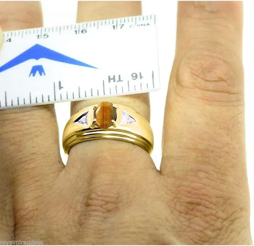 Miniatura 4 de Rylos Anillos para hombre, diseño clásico, anillo ovalado de piedras preciosas y diamantes brillantes de 0.315 x 0.236 in. Anillos de piedra natal