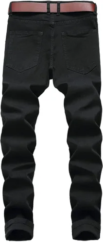 Miniatura 4 de Pantalones de mezclilla ajustados para hombre, rasgados, elásticos, desgastados, pierna cónica, desgastados, pantalones de mezclilla para hombre