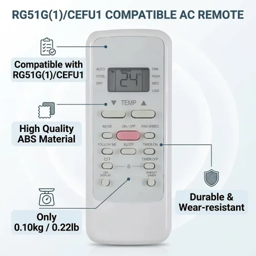 Miniatura 5 de RG51G (1)/CEFU1 apto para Element Danby Midea Aire acondicionado remoto C/F