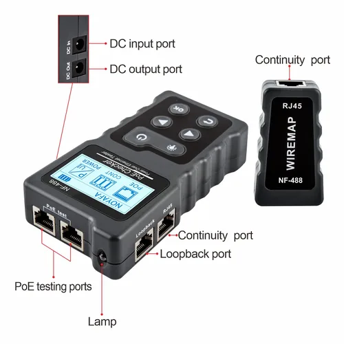 Miniatura 7 de NOYAFA NF-488 - Probador de cable POE para alimentación sobre Ethernet, comprobación de continuidad de cable de red, detector de bucle invertido POE