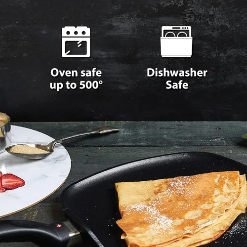 Miniatura 3 de Swiss Diamond Sartén con tapa, cuenta con asas dobles, sartén antiadherente con revestimiento de diamante con tapa, apta para horno y lavavajillas