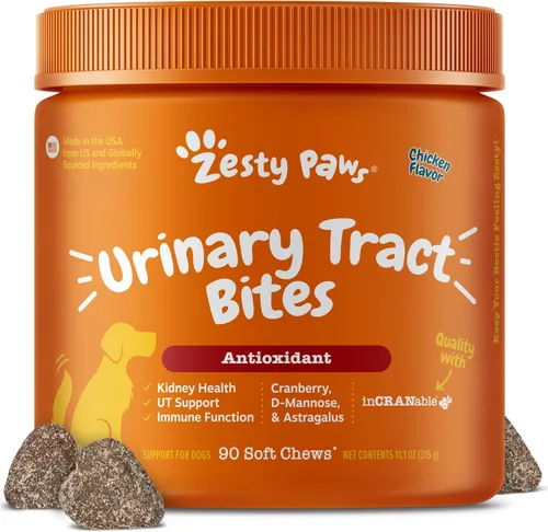 Miniatura 13 de Zesty Paws Suplemento de arándano para perros - Control de vejiga para perros - Soporte del tracto urinario - Masticables de arándano con D-manosa
