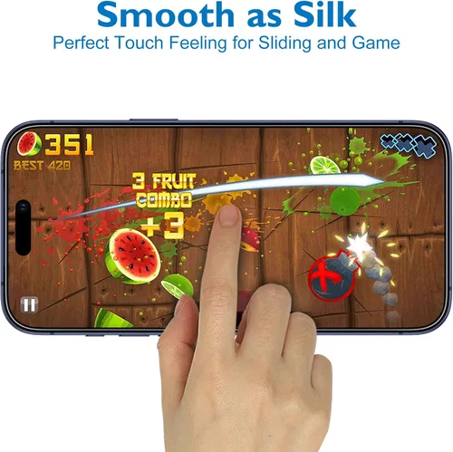 Miniatura 4 de Mothca Paquete de 2 protectores de pantalla de vidrio mate de cobertura completa para iPhone 17 Pro Max de 6.9 pulgadas, antirreflejos, antihuellas