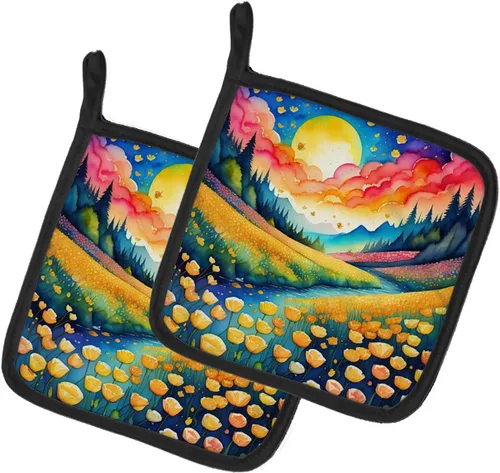 Miniatura 27 de Caroline's Treasures Juego de soportes para ollas de cocina coloridos de Asters, resistentes al calor, almohadillas calientes para cocinar, hornear