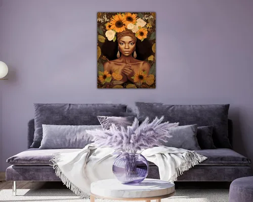 Miniatura 186 de Arte de pared afroamericano, decoración de rey y reina bailarín negro para sala de estar, arte de pareja de amor negro para dormitorio, lienzo