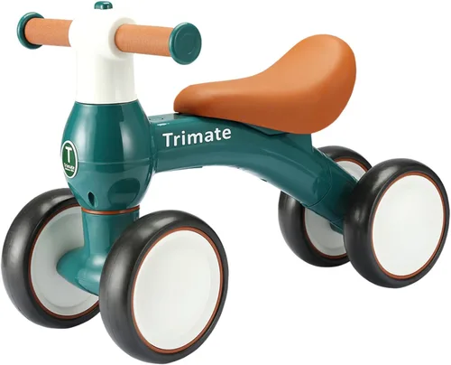Bicicleta de equilibrio Baby Walker, color verde, juguete perfecto para niños de 1 año, con 4 ruedas, ideal para niños y niñas (12-24 meses)
