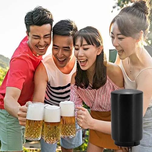 Miniatura 5 de Abridor automático de botellas de cerveza de acero inoxidable con captador de tapa, magnético, tipo empuje, negro