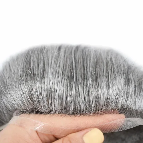 Miniatura 3 de Toupee para hombres Sistema de cabello humano real para hombres Encaje suizo completo para hombre Toupee Lace Hair Piece para hombres Sistema