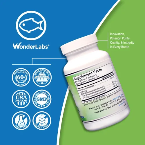 Miniatura 3 de Atlantic Menhaden Aceite de pescado Omega-3 2000 mg, sin erupciones, fabricado en los Estados Unidos, equilibrio perfecto de EPA+ DHA + DPA 90