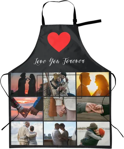 Miniatura 25 de Delantales personalizados con dos bolsillos para mujeres y hombres, delantales personalizados impresos con texto fotográfico para cocinero de cocina