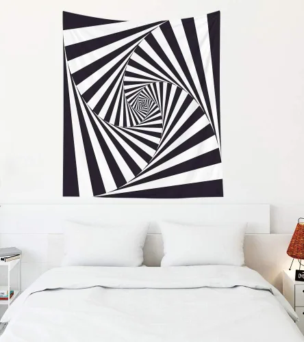 Crannel Papel tapiz decorativo en blanco y negro, arte también conocido como estilo óptico visual que hace uso de ilusiones es un tapiz de 50 x 60