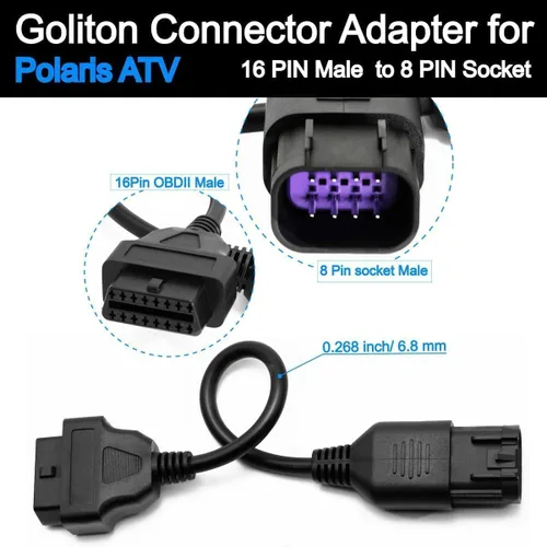 Miniatura 3 de OBD 8 Pin a 16 Pin Cable de motocicleta OBD2 Motorrad Adaptador 8Pin Polaris Slingshot Moto RZR Ranger General Sportsman ACE para ATV Herramienta