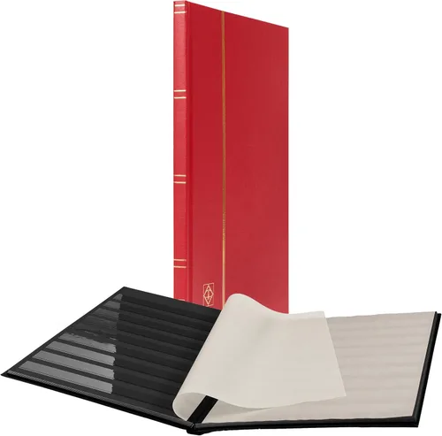 Miniatura 7 de LIGHTHOUSE - Libro de libros de tapa dura "BASIC" para sellos, 64 páginas de cartulina negra A4 con tiras transparentes y bisagras de lino dobles