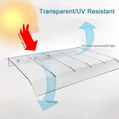 Miniatura 5 de Toldo invisible para ventana, toldo para puerta, patio, porche, toldo de patio al aire libre, cubierta de policarbonato transparente, toldo
