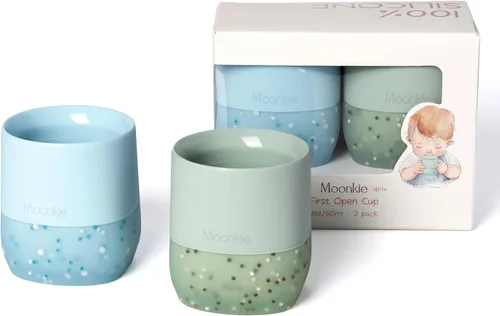 Miniatura 14 de Moonkie Tazas de silicona para bebés de 4 meses en adelante Pequeñas tazas de entrenamiento abiertas para bebés con confeti espolvoreado