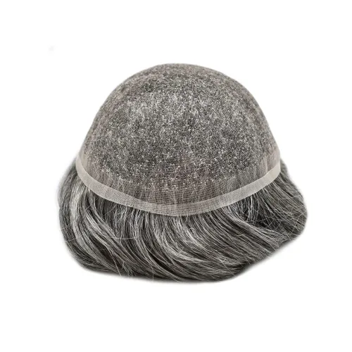 Miniatura 198 de Toupee para hombres nudos blanqueados hombres toupee hairpieces europeo virgen sistema de reemplazo de cabello humano suave encaje francés hombres