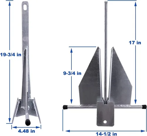 Miniatura 2 de MARINE SYSTEM Kit de anclaje Fluke Anchor con cadena de anclaje y cuerda de anclaje para barcos, pontón, cubierta, pesca y vela
