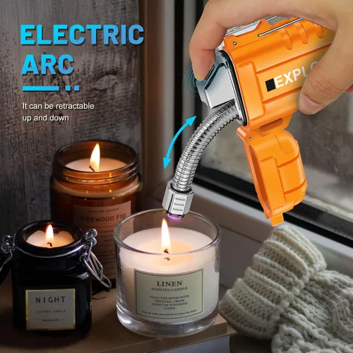 Miniatura 4 de Lafagiet Encendedor recargable USB C, cuello flexible de 360°, a prueba de viento y agua, encendedores de arco eléctrico para velas, camping F37-or