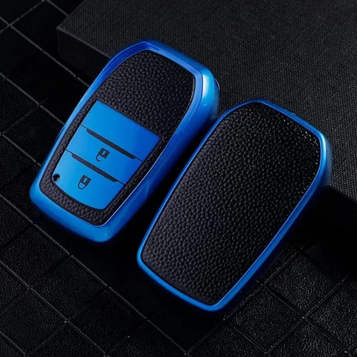 DOUKI Leather TPU Car Key Cover Case Holder, for Toyota RAV4 Crown Hilux Fortuner Innova Camry Land Cruiser Prado Yaris Corolla 55 50