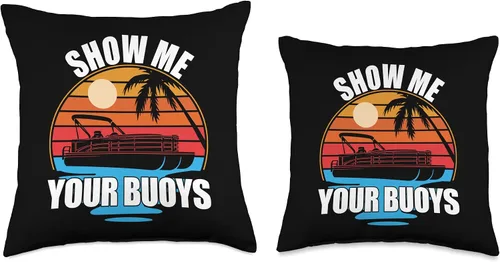 Miniatura 3 de Pontoon Boat Accessories & Lake Life Tees Show Me Your Buoys - Divertida almohada de humor para adultos, para amantes de los pontones, 16 x 16