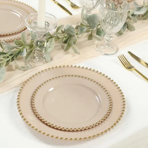 Miniatura 27 de Efavormart - Paquete de 10 platos de postre de plástico transparente rubor con borde de cuentas, platos redondos desechables para ensalada, 8