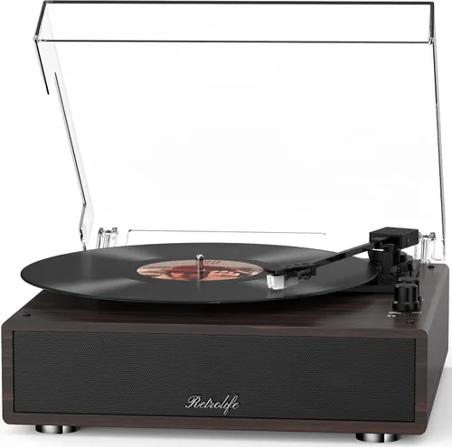 Tocadiscos con Altavoces Estéreo Incorporados Tocadiscos Vintage para Discos de Vinilo Bluetooth Retro LP Fonógrafo Todo en Uno Alta Fidelidad