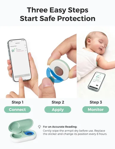 Miniatura 11 de Momcozy Termómetro digital portátil para bebé, termómetro inteligente preciso de grado médico, lecturas instantáneas, termómetro de monitoreo