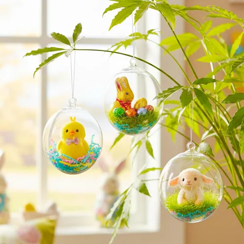 Miniatura 6 de Barelove Esferas transparentes rellenables para Pascua, 10 bolas transparentes para manualidades, esferas decorativas colgantes de plástico