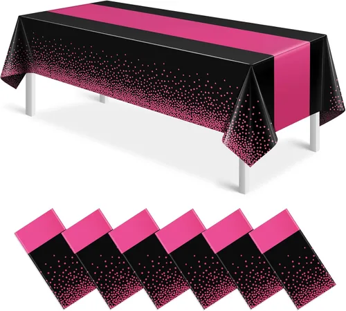 Miniatura 13 de MASHAN 1 mantel negro y azul para decoración de fiesta, mantel de plástico negro impreso azul, funda rectangular desechable para cumpleaños, boda