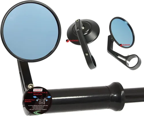 Manillar redondo para motocicleta Retrovisores laterales compatibles con Triumph APRILIA DUCATI HONDA KAWASAKI MOTO GUZZI SUZUKI TRIUMPH YAMAHA Negro