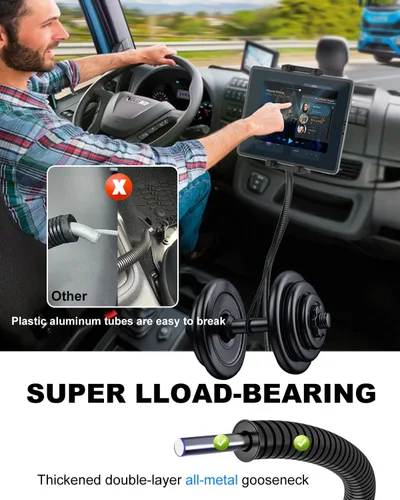 Miniatura 4 de Soporte para tablet para asiento de coche o camión, soporte largo de 19.7 pulgadas, brazo de cuello de cisne resistente para iPad Pro 12.9 Air Mini