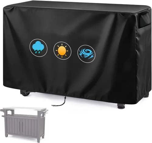 Miniatura 15 de Cubierta de mesa de preparación para mesa de carrito de comedor móvil, 38 pulgadas de alto, cubierta de carrito de barbacoa, cubierta de carrito