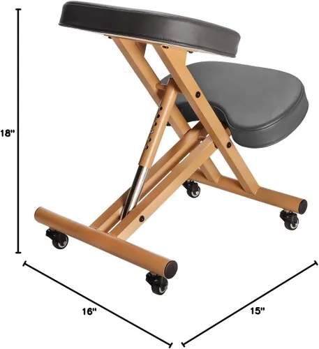 Miniatura 2 de Modern Home Silla ergonómica con ruedas de postura arrodillada - camello/negro