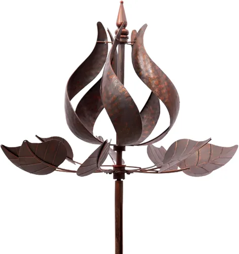 Giradores de Viento para Exteriores - Tulipán Grande de Metal Color Bronce Esculturas de Viento y Girador, Regalo Cinético Decoración Ideal de