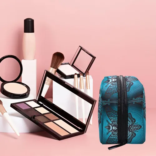 Miniatura 4 de MNSRUU Pequeña bolsa de cosméticos para niñas y mujeres, de viaje, con estampado de leopardo colorido, organizador de artículos de tocador