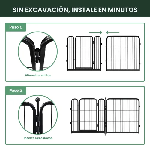 Miniatura 5 de FXW - Valla de jardín metálica y resistente para exteriores, barrera para perros y conejos, fácil instalación, negro, 24 pulgadas de alto x 29.6