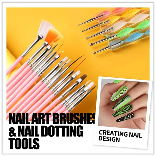 Miniatura 2 de Teenitor Pinceles de Arte de Uñas Herramientas de Arte de Uñas, Pinceles de Uñas para Kit de Arte de Uñas con Calcomanías de Uñas, Herramientas