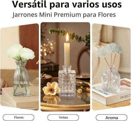 Miniatura 5 de RUCKAE Jarrones pequeños transparentes a granel, paquete de 22 mini jarrones de cristal para centro de mesa, decoración de boda, decoración