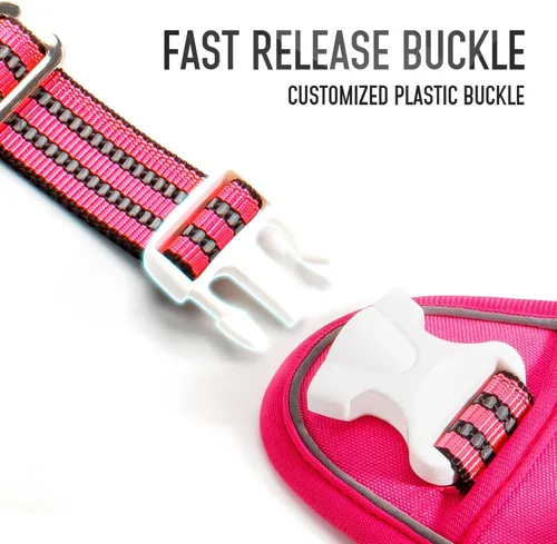 Miniatura 10 de Arnés táctico para perros medianos y grandes, color rosa, ajustable, sin tirones, con asa, chaleco reflectante resistente, talla S