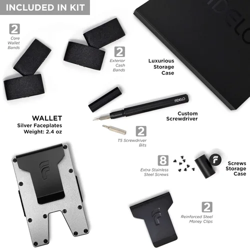 Miniatura 4 de Fidelo Billetera minimalista para hombre Cartera delgada con bloqueo RFID para tarjetas de crédito hecha de aluminio 7075. La cartera compacta