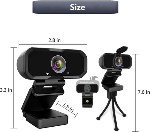 Miniatura 7 de Webcam 1080p HD interruptor de computadora 2 cámaras - Micrófono portátil USB PC Webcam con soporte para trípode, transmisión en vivo de 110 grados