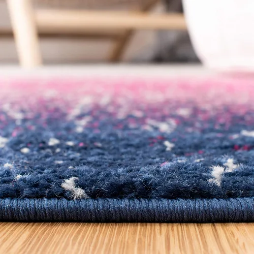 Miniatura 5 de SAFAVIEH Madison Collection - Alfombra de pasillo, 2 pies 3 pulgadas x 8 pies, color fucsia y azul marino, diseño de rayas bohemio, no desprende