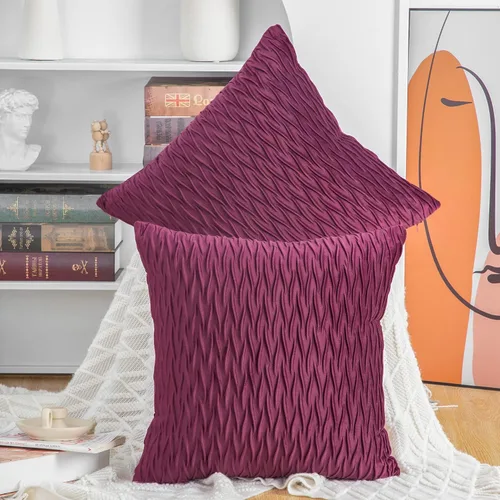 Miniatura 38 de MADIZZ Juego de 2 fundas de almohada decorativas de terciopelo súper suave de 14 x 14 pulgadas, diseño cuadrado verde manzana con textura
