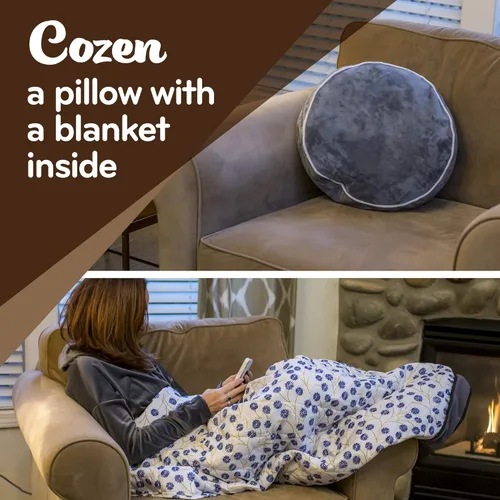 Miniatura 2 de Flippy Cozen - Cojín de forro polar portátil 2 en 1 para adultos, solución versátil de comodidad para el hogar y compañero de viaje, compacto, Gris