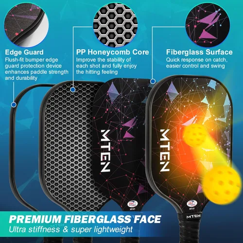 Miniatura 3 de Pickleball Paddles Set of 2 or 4, or Single Paddle – USAPA Approved Fiberglass Surface Pickleball Rackets Set for Men & Women Negro y azul*4