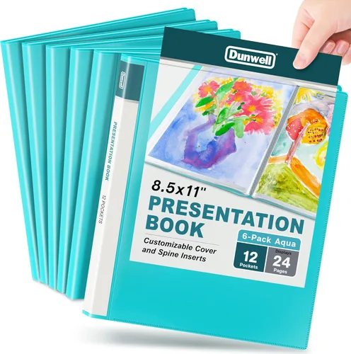 Miniatura 15 de Dunwell Carpeta de presentación de 12 bolsillos, muestra 24 páginas, carpeta de cartera de 8.5 x 11 pulgadas con fundas de plástico, almacenamiento