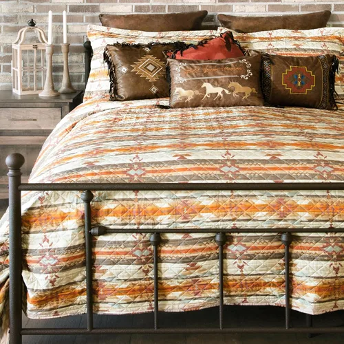 Miniatura 6 de CARSTENS, INC. Western Aztec Country - Juego de ropa de cama de microfibra de 3 piezas, juego de edredón de microfibra de 3 piezas, Wrangler Western