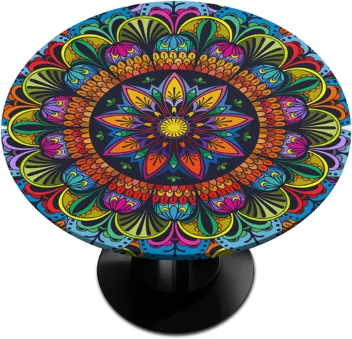 Miniatura 16 de Mantel Redondo con Elástico para Mesa de Playa, Diseño de Estrella de Mar, Cubierta de Mesa Circular, Impermeable, Lavable, de Poliéster, Pequeñas